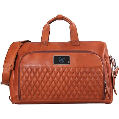 Tan Miami Marlins Color Logo Plate Bell Canyon Zurich Leather Duffel