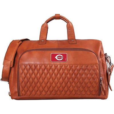 Tan Cincinnati Reds Color Logo Plate Bell Canyon Zurich Leather Duffel