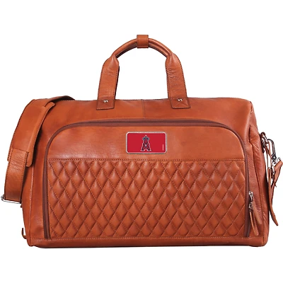 Tan Los Angeles Angels Color Logo Plate Bell Canyon Zurich Leather Duffel