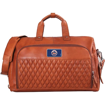 Tan New York Mets Color Logo Plate Bell Canyon Zurich Leather Duffel
