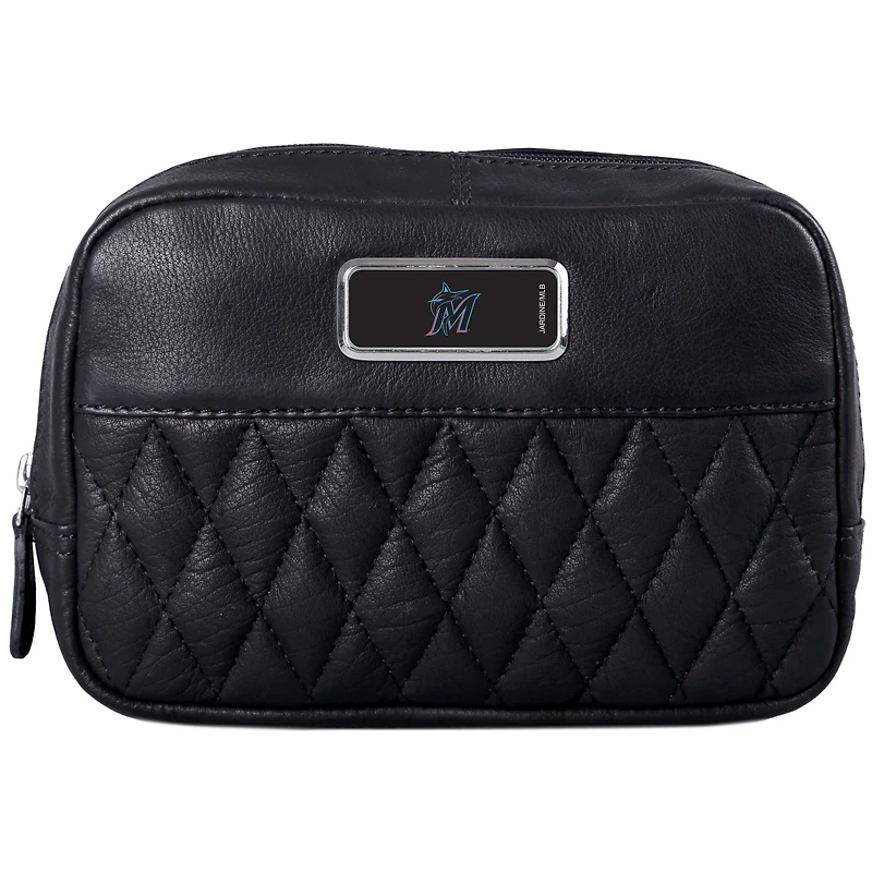 Black Miami Marlins Color Logo Plate Brea Canyon Zurich Leather Cross Body Bag