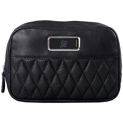 Black Miami Marlins Color Logo Plate Brea Canyon Zurich Leather Cross Body Bag