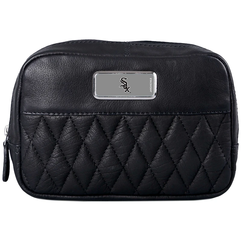 Black Chicago White Sox Color Logo Plate Brea Canyon Zurich Leather Cross Body Bag