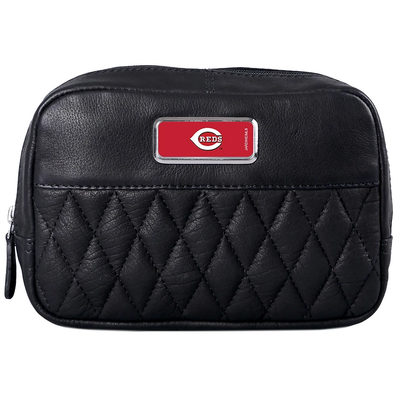 Black Cincinnati Reds Color Logo Plate Brea Canyon Zurich Leather Cross Body Bag