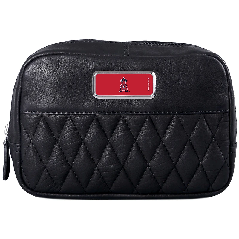 Black Los Angeles Angels Color Logo Plate Brea Canyon Zurich Leather Cross Body Bag
