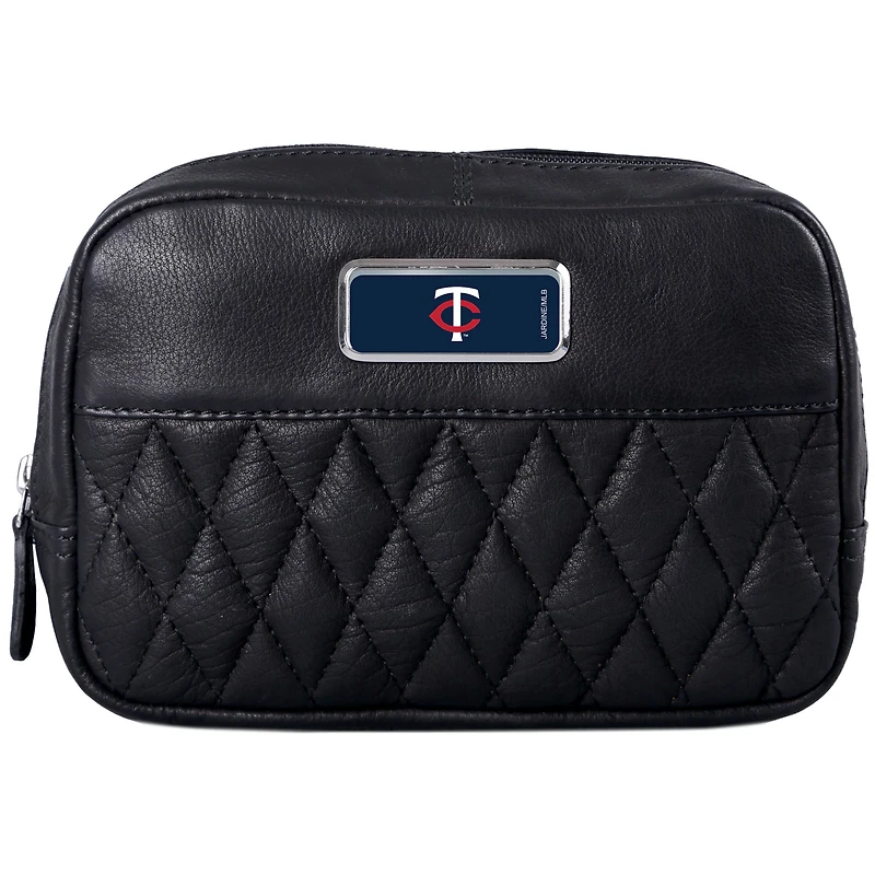 Black Minnesota Twins Color Logo Plate Brea Canyon Zurich Leather Cross Body Bag
