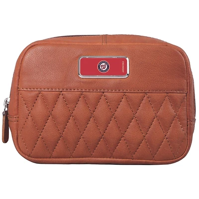 Tan Washington Nationals Color Logo Plate Brea Canyon Zurich Leather Cross Body Bag