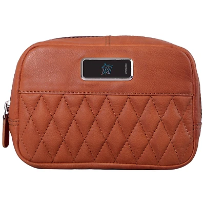 Tan Miami Marlins Color Logo Plate Brea Canyon Zurich Leather Cross Body Bag