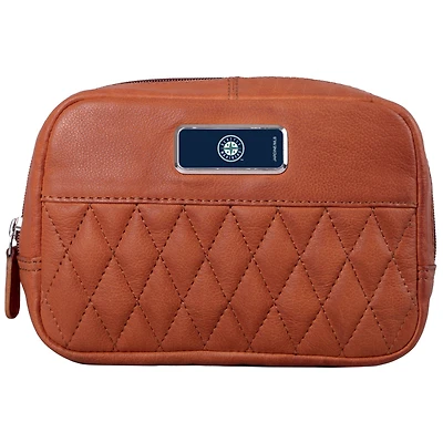 Tan Seattle Mariners Color Logo Plate Brea Canyon Zurich Leather Cross Body Bag