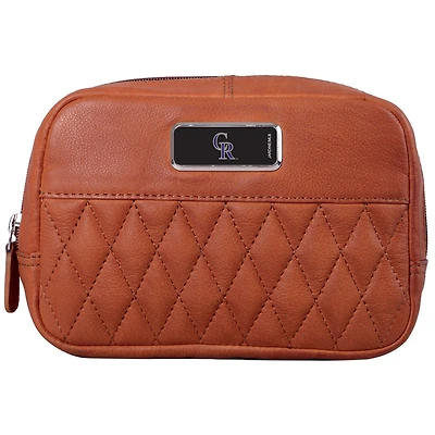 Tan Colorado Rockies Color Logo Plate Brea Canyon Zurich Leather Cross Body Bag