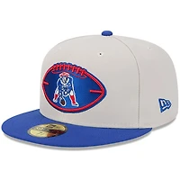 Men's New Era Stone/Royal New England Patriots 2024 Sideline Historic 59FIFTY Fitted Hat