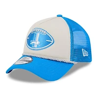 Men's New Era Stone/Blue Detroit Lions 2024 Sideline Historic 9FORTY A-Frame Trucker Adjustable Hat