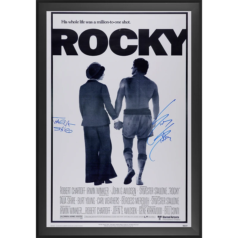 Sylvester Stallone & Talia Shire Rocky Dual-Signed Framed 27" x 40" Full Sized Movie Poster