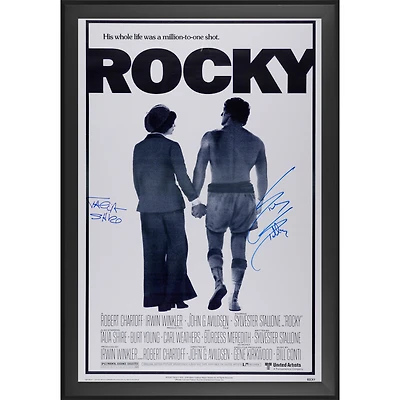 Sylvester Stallone & Talia Shire Rocky Dual-Signed Framed 27" x 40" Full Sized Movie Poster