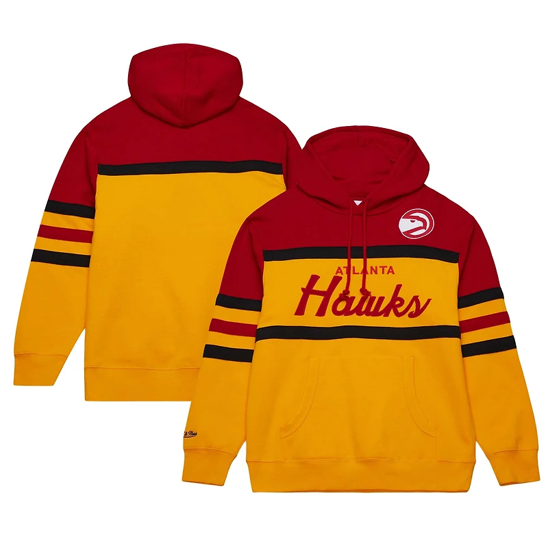 Men's Mitchell & Ness Gold/Red Atlanta Hawks Head Coach Pullover Hoodie