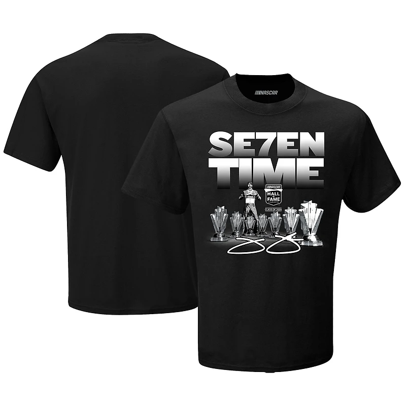 Men's Checkered Flag Sports Black Jimmie Johnson NASCAR Hall of Fame Class of 2024 Seven-Time T-Shirt
