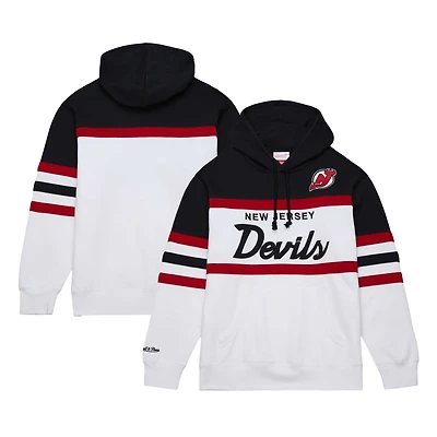 Men's Mitchell & Ness White/Black New Jersey Devils Head Coach Pullover Hoodie