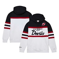 Men's Mitchell & Ness White/Black New Jersey Devils Head Coach Pullover Hoodie