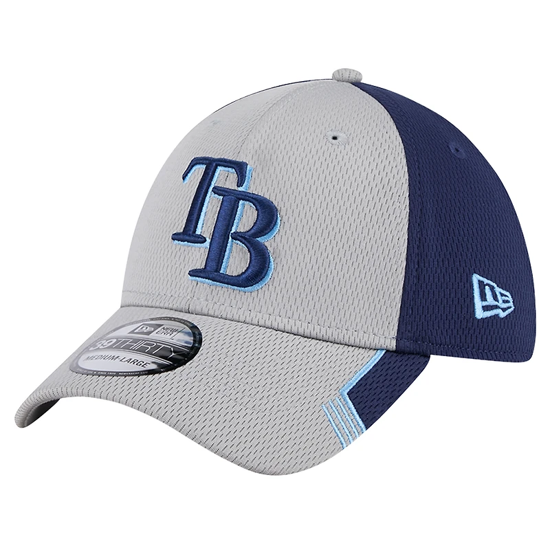 Men's New Era Gray/Navy Tampa Bay Rays Visor Trim 39THIRTY Flex Hat