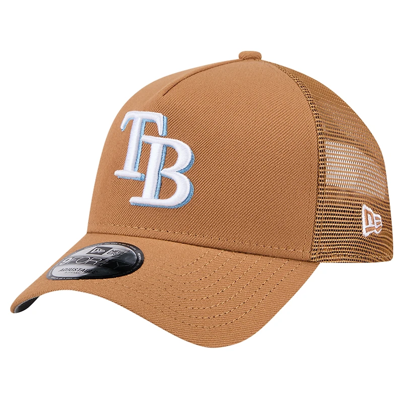 Men's New Era Brown Tampa Bay Rays A-Frame Trucker 9FORTY Adjustable Hat