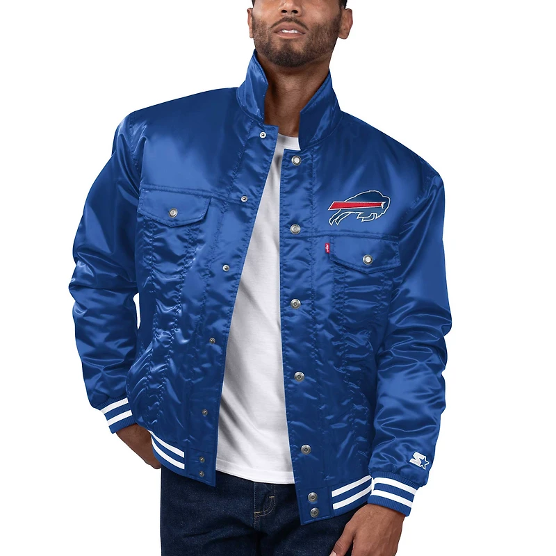 Men's Levi’s x Starter Royal Buffalo Bills Silver Tab Trucker Full-Snap Jacket
