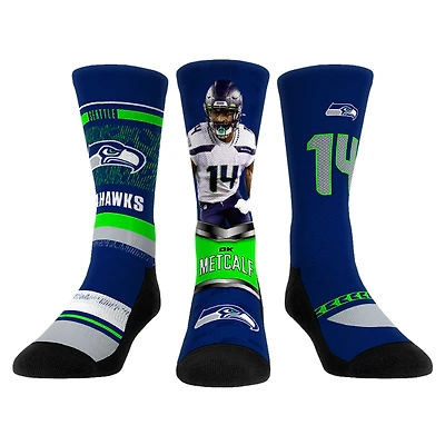 Unisex Rock Em Socks DK Metcalf Seattle Seahawks 3-Pack Crew Sock Set