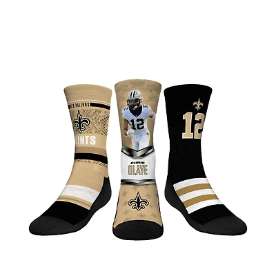 Youth Rock Em Socks Chris Olave New Orleans Saints 3-Pack Crew Sock Set