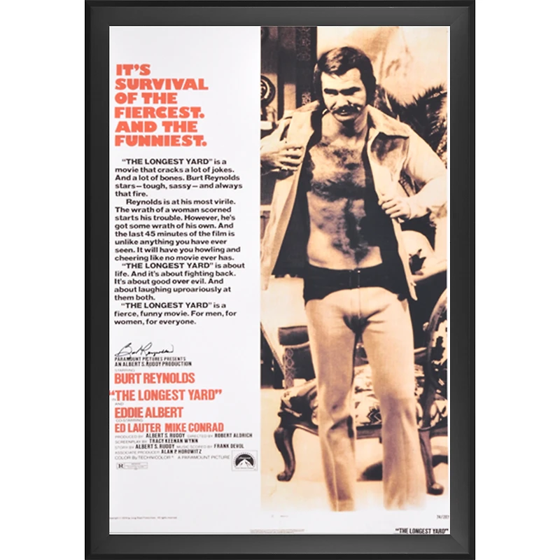 Burt Reynolds The Longest Yard Autographed Framed 27" x 40" Movie Poster