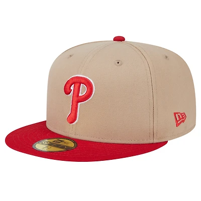 Men's New Era Khaki Philadelphia Phillies 59FIFTY Fitted Hat