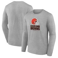 Men's Gray Cleveland Browns Team Lockup Long Sleeve T-Shirt
