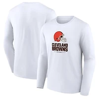 Men's White Cleveland Browns Team Lockup Long Sleeve T-Shirt