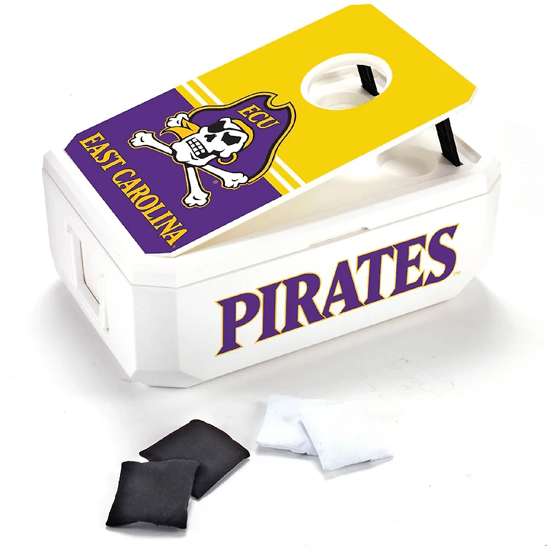 White ECU Pirates 40-Can Cornhole Cooler