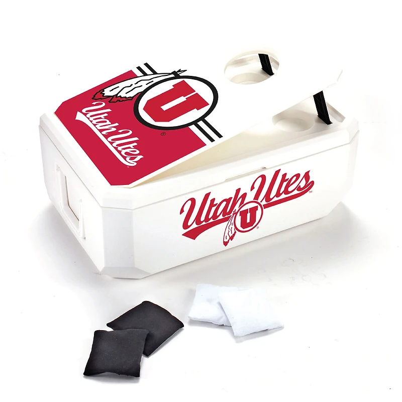 White Utah Utes 40-Can Cornhole Cooler