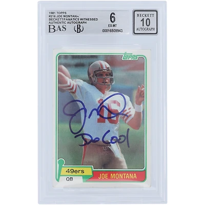 Joe Montana San Francisco 49ers Autographed 1981 Topps #216 Beckett Fanatics Witnessed Authenticated 6/10 Rookie Card with "Joe Cool" Inscription