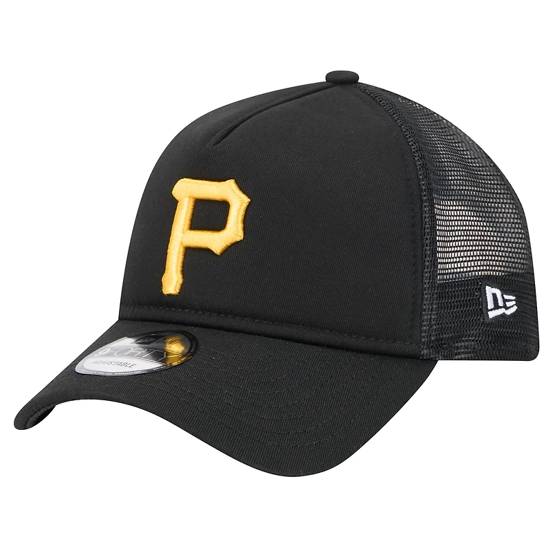 Men's New Era Black Pittsburgh Pirates 9FORTY A-Frame Trucker Adjustable Hat