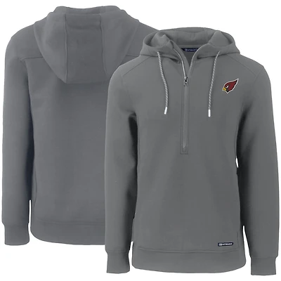 Men's Cutter & Buck Gray Arizona Cardinals Primary Mark Roam Eco Recycled Half-Zip Pullover Hoodie