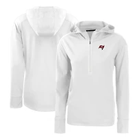 Women's Cutter & Buck White Tampa Bay Buccaneers Primary Mark Daybreak Eco Recycled Half-Zip Hoodie