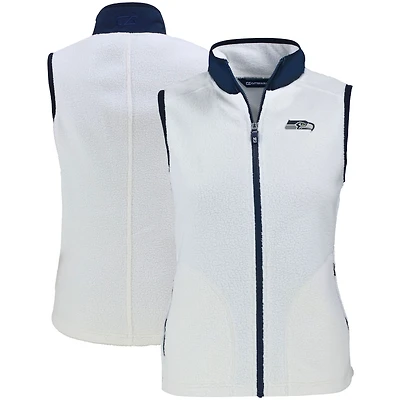 Women's Cutter & Buck Oatmeal Seattle Seahawks Primary Mark Cascade Eco Sherpa Fleece Vest