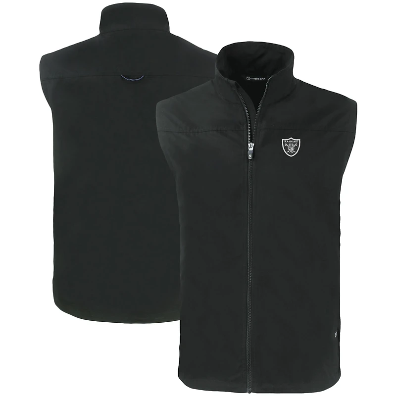 Men's Cutter & Buck Black Las Vegas Raiders Primary Mark Big & Tall Charter Eco Full-Zip Vest