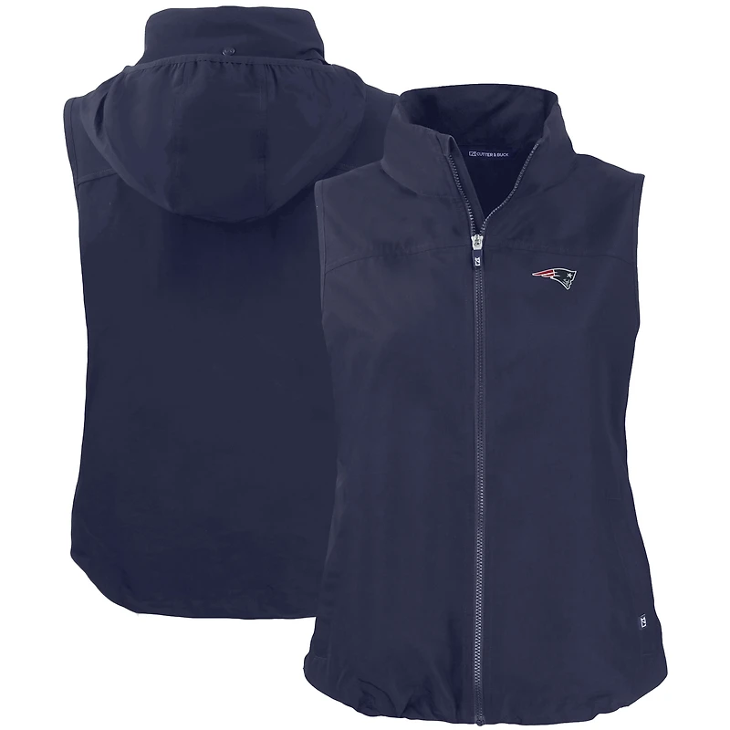 Women's Cutter & Buck Navy New England Patriots Primary Mark Charter Eco Full-Zip Vest