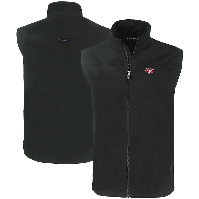 Men's Cutter & Buck Black San Francisco 49ers Primary Mark Eco Recycled Full-Zip Vest