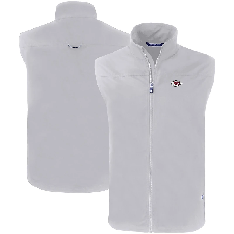 Men's Cutter & Buck Gray Kansas City Chiefs Primary Mark Eco Recycled Full-Zip Vest