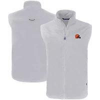 Men's Cutter & Buck Gray Cleveland Browns Primary Mark Eco Recycled Full-Zip Vest