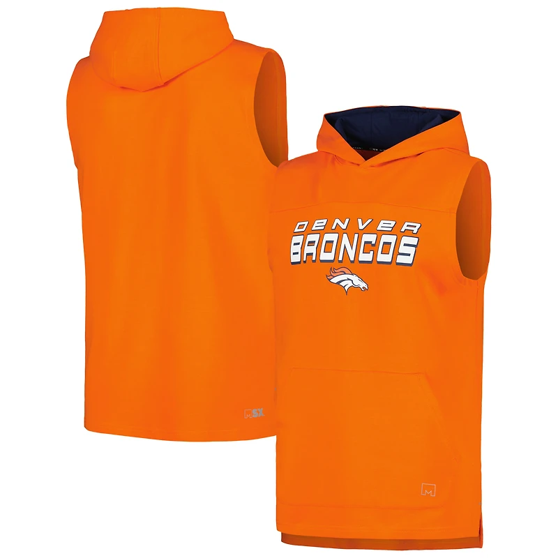 Men's MSX by Michael Strahan Orange Denver Broncos Captain Sleeveless Hoodie T-Shirt