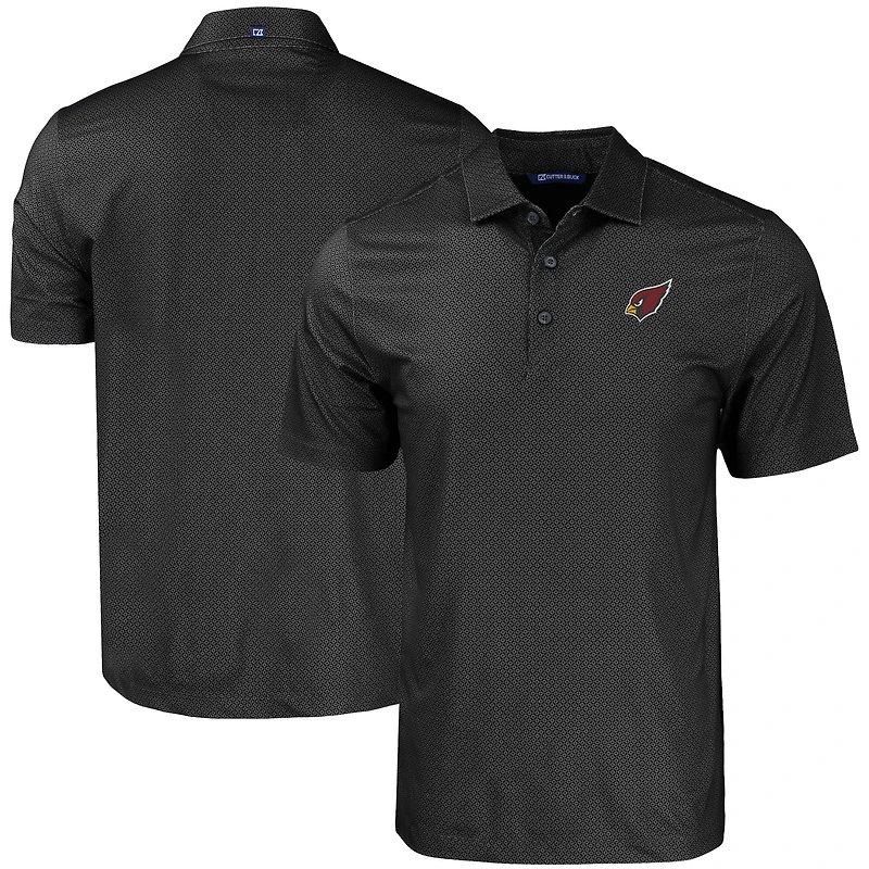 Men's Cutter & Buck Black Arizona Cardinals  Big & Tall Pike Eco Tonal Geo Print Stretch Recycled Polo