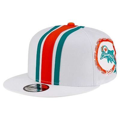 Men's New Era White Miami Dolphins Throwback Helmet 9FIFTY Snapback Hat
