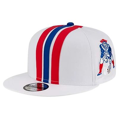 Men's New Era White New England Patriots Throwback Helmet 9FIFTY Snapback Hat