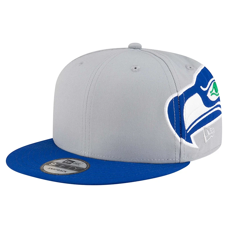 Men's New Era Gray Seattle Seahawks Throwback Helmet 9FIFTY Snapback Hat