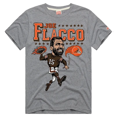 Men's Homage Joe Flacco Gray Cleveland Browns Caricature Player Tri-Blend T-Shirt
