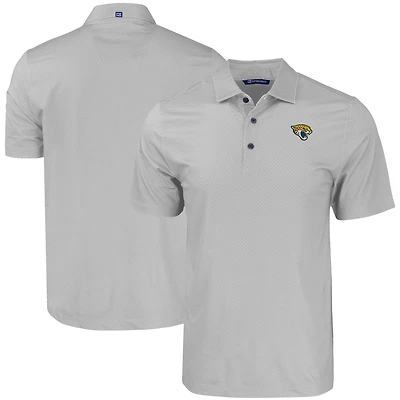 Men's Cutter & Buck Gray Jacksonville Jaguars  Pike Eco Tonal Geo Print Stretch Recycled Polo